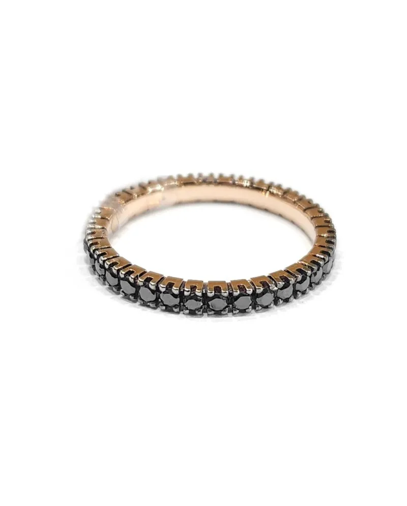 Anello Veretta Casella Gioielli in Oro Rosa con Diamanti Neri 0,62 Ct