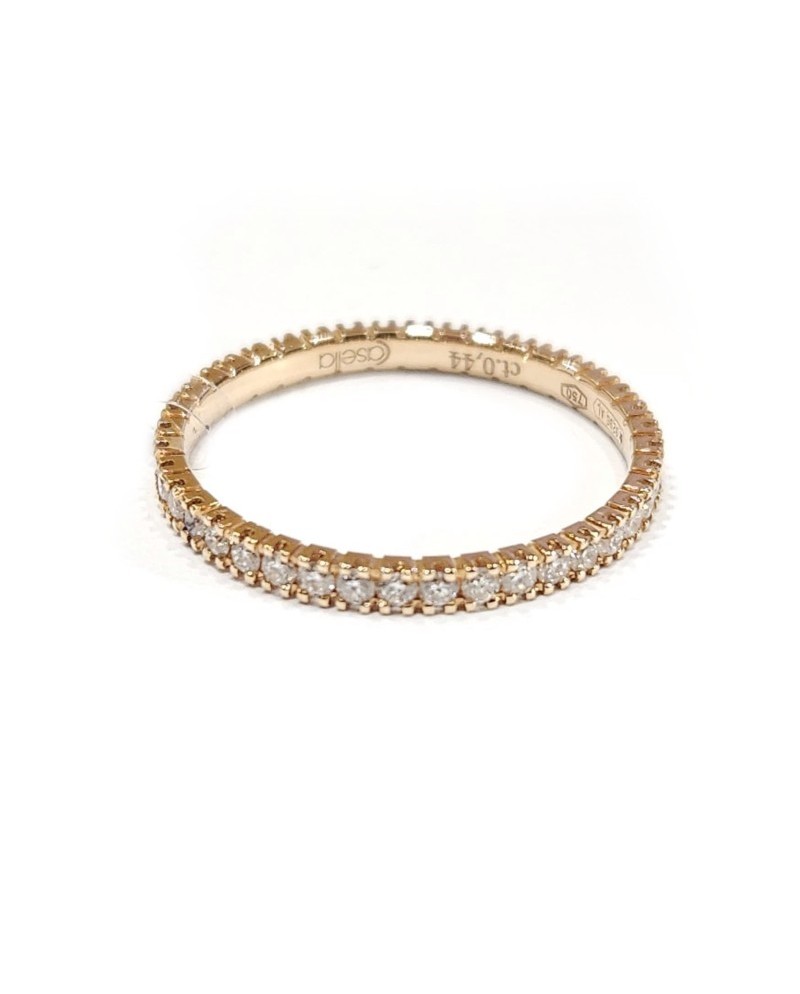 Veretta Ring Casella Gioielli in Rose Gold with White Diamonds 0.44 Ct