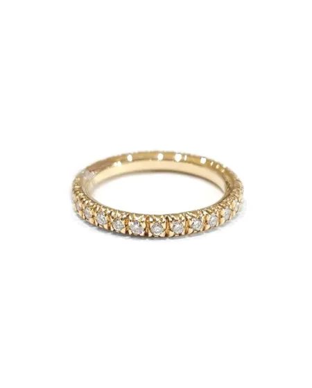 Anello Veretta Casella Gioielli in Oro Giallo con Diamanti Bianchi 0,50 Ct