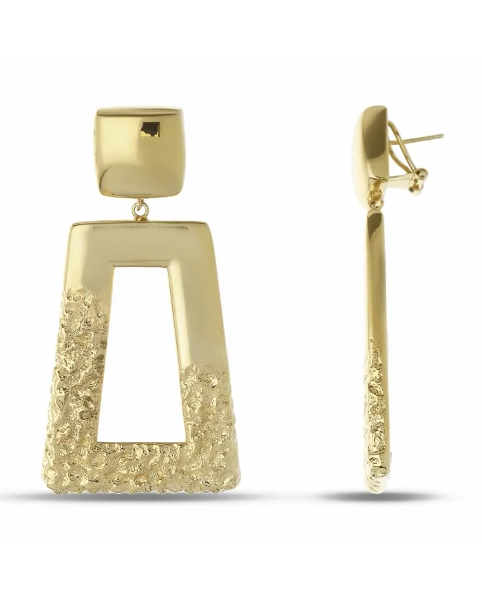 Casella Gioielli Earrings in Yellow Gold Hammered Effect