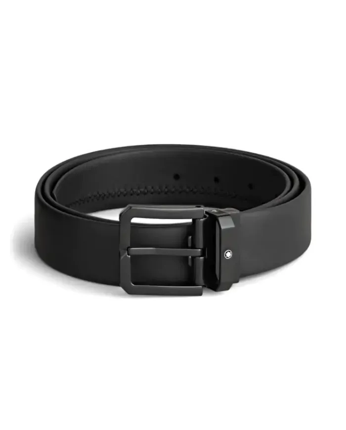 Cintura Montblanc in Pelle Nera Pvd 35 mm