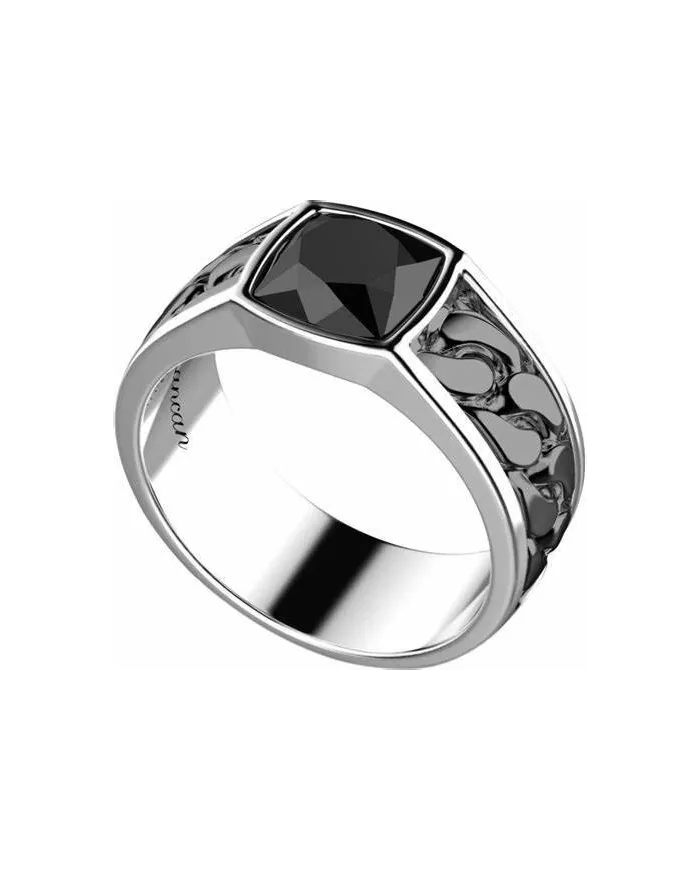 Zancan Cosmostone Men's Ring in Two-Tone Silver with Tiger's Eye