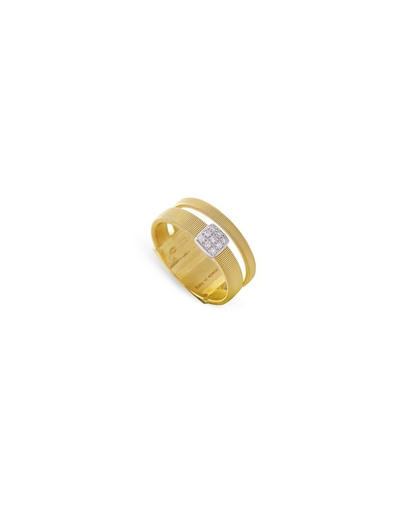 Bague Marco Bicego Masai à deux rangs en or jaune sertie de diamants pavés