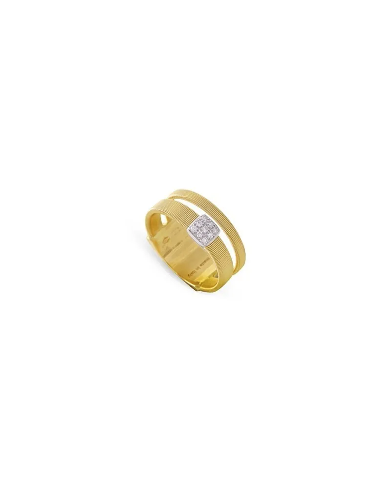 Marco Bicego Masai Two-Row Yellow Gold Ring with Diamond Pavé