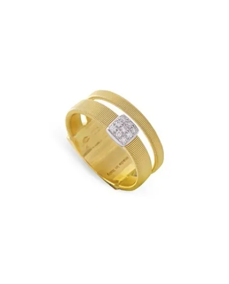 Anello Marco Bicego Masai in Oro Giallo Due Fili con Pavè di Diamanti