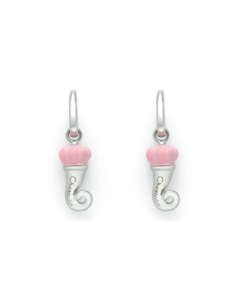 Chantecler Single Earring Horn in Silver and Pink Enamel