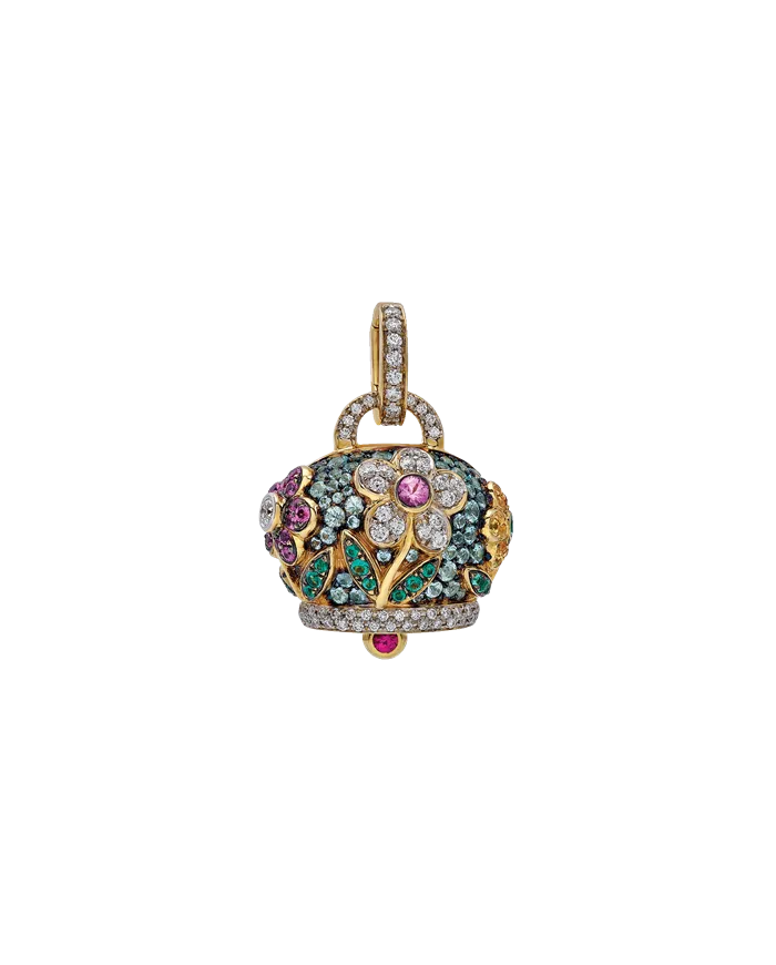 Chantecler Campanella Grande Pendant in Yellow Gold with Diamonds and Precious Stones
