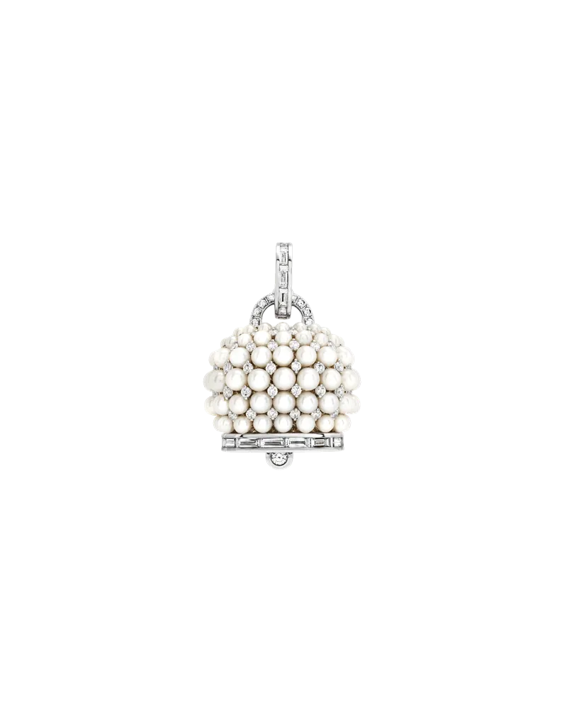 Chantecler Campanella Grande Pendant in White Gold with Diamonds and White Pearls