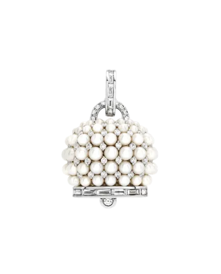 Chantecler Campanella Grande Pendant in White Gold with Diamonds and White Pearls