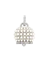 Chantecler Grand Pendentif Campanella en Or Blanc avec Diamants et Perles Blanches