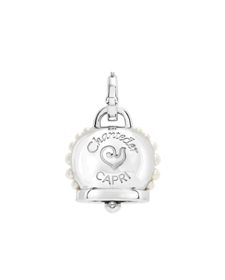 Chantecler Campanella Grande Pendant in White Gold with Diamonds and White Pearls