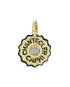 Chantecler Medium Logo Pendant in Yellow Gold and Diamonds and Black Resin