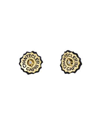 Boucles d'oreilles Chantecler Logo en Or jaune et diamants et résine noire