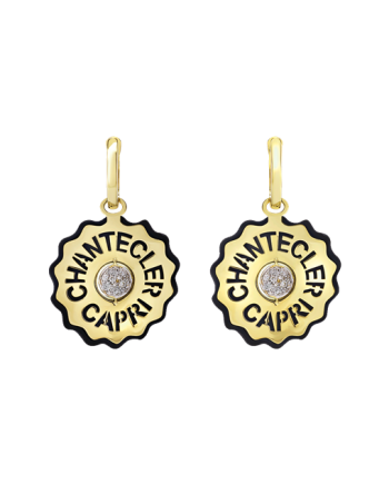 Boucles d'oreilles pendantes Chantecler Logo en Or jaune et diamants et résine noire
