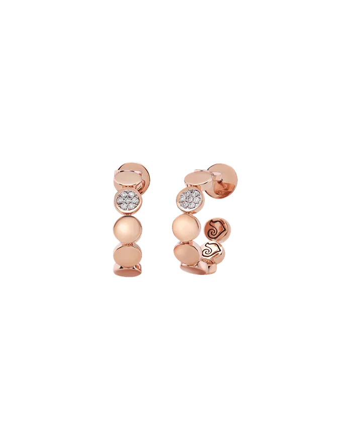 Chantecler Paillettes Earrings in Rose Gold with White Diamond Pavé