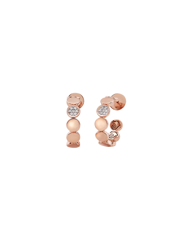 Boucles d'oreilles Chantecler à paillettes en or rose avec pavé de diamants blancs