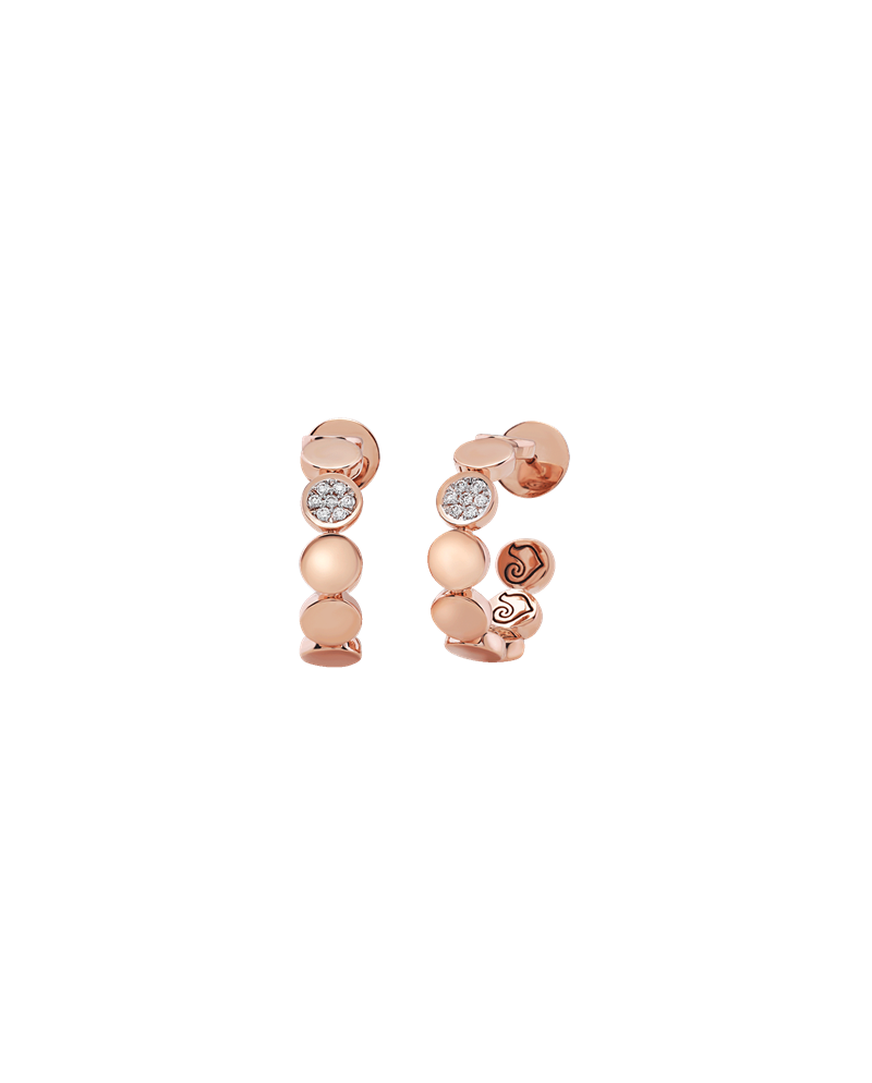 Orecchini Chantecler Paillettes in Oro Rosa con Pavé di Diamanti Bianchi