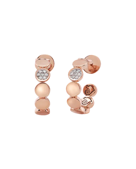 Chantecler Paillettes Earrings in Rose Gold with White Diamond Pavé