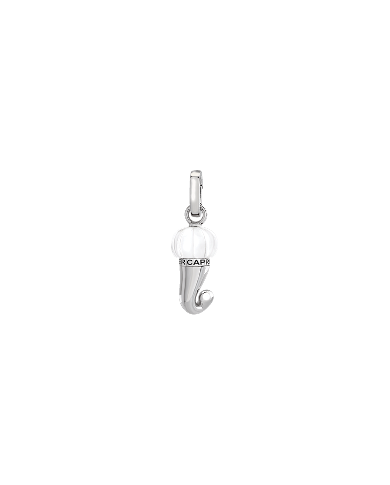Ciondolo Corno Piccolo Chantecler Et Voilà in Argento e Resina Bianca