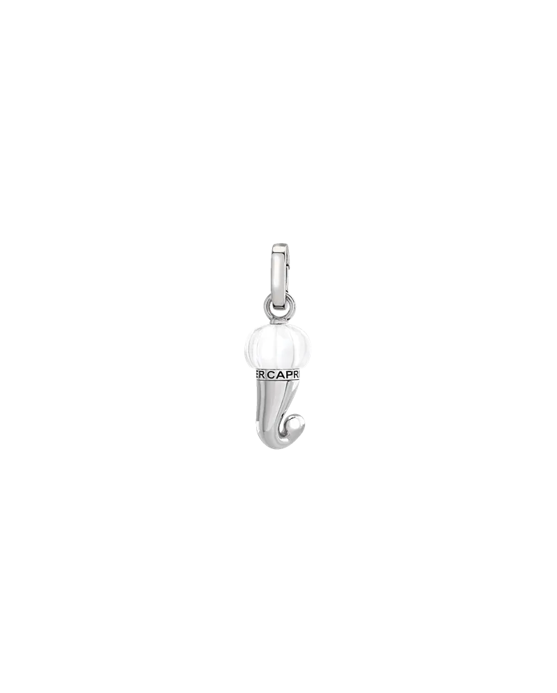 Ciondolo Corno Piccolo Chantecler Et Voilà in Argento e Resina Bianca