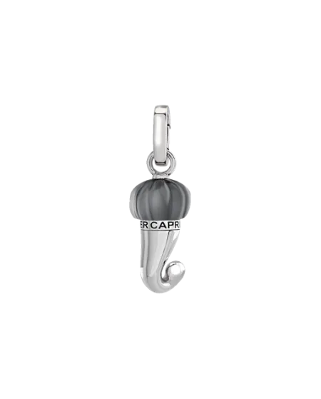 Chantecler Et Voilà Small Horn Pendant in Silver and Black Resin