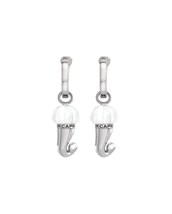Chantecler Et Voilà Small Horn Earrings in Silver and White Resin