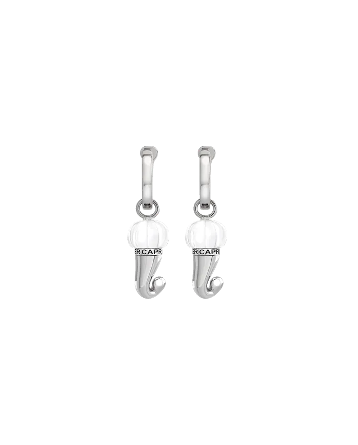 Chantecler Et Voilà Small Horn Earrings in Silver and White Resin