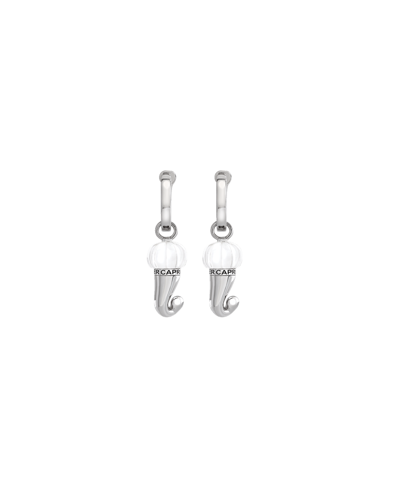 Chantecler Et Voilà Small Horn Earrings in Silver and White Resin