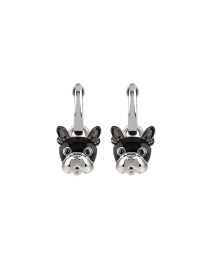 Boucles d'oreilles Chantecler Capri Campanella Cane en argent, émail et spinelles noirs