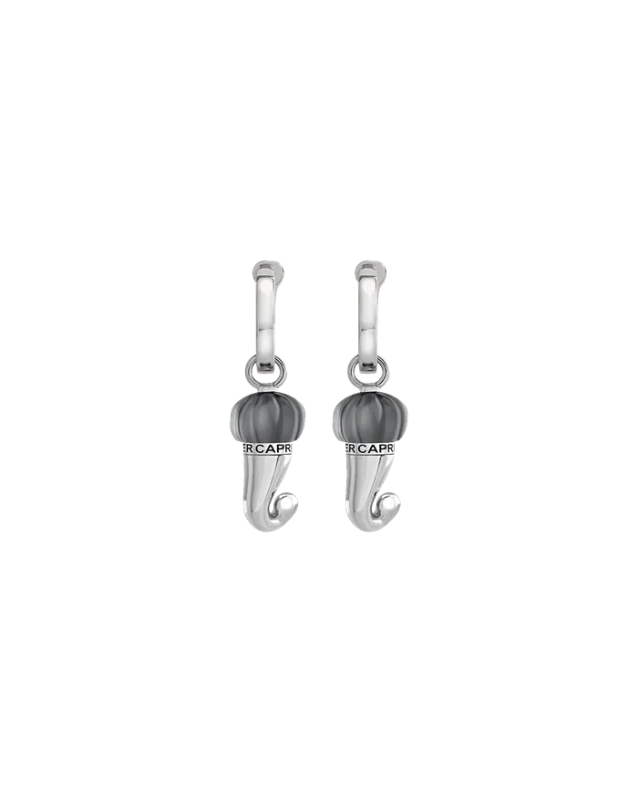 Chantecler Et Voilà Small Horn Earrings in Silver and Black Resin
