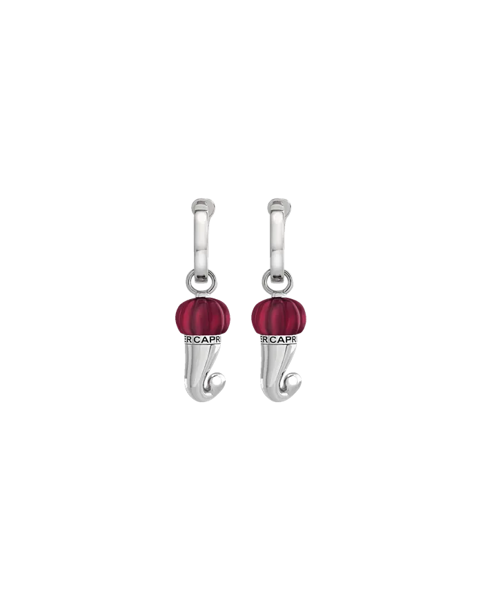 Boucles d'oreilles Petite Corne Chantecler Et Voilà en Argent et Résine Bordeaux