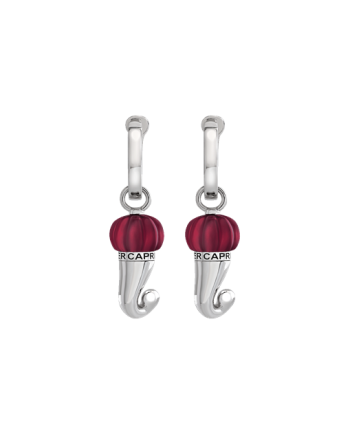 Chantecler Et Voilà Small Horn Earrings in Silver and Burgundy Resin
