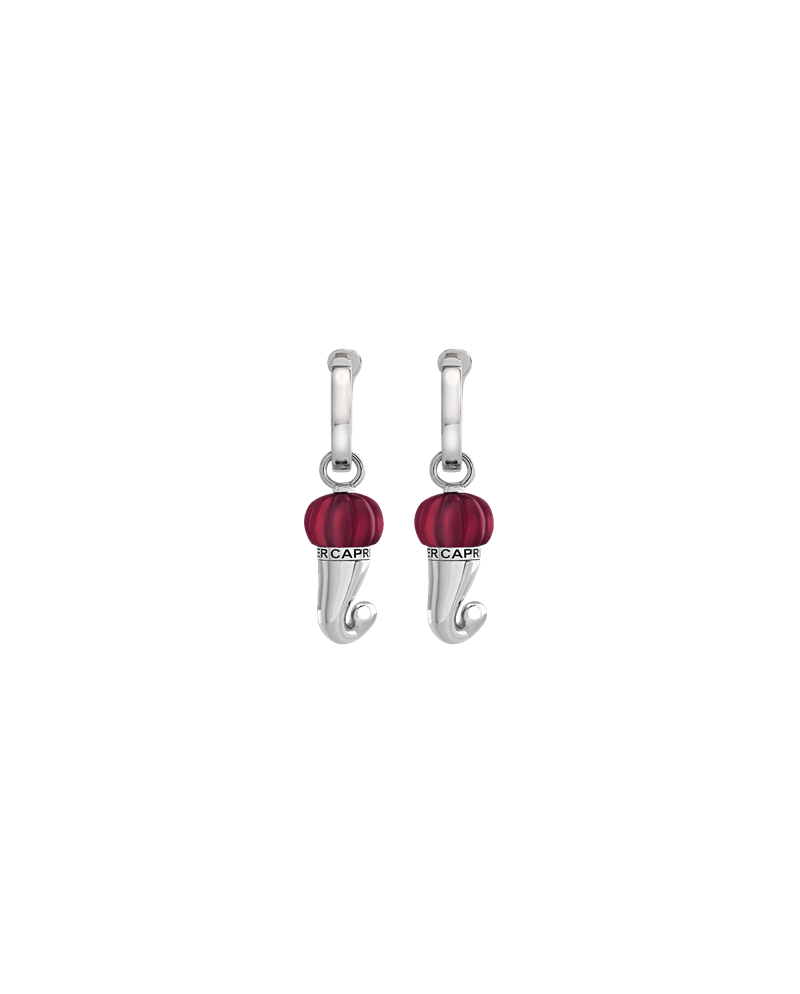 Chantecler Et Voilà Small Horn Earrings in Silver and Burgundy Resin