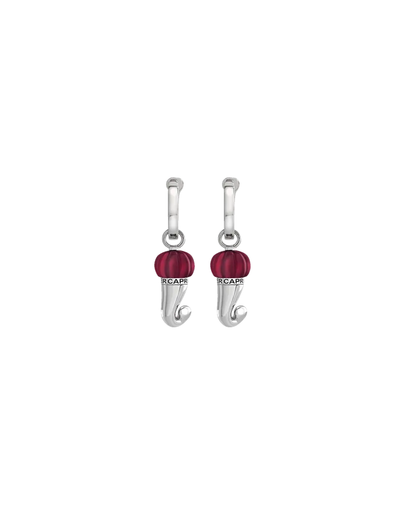 Chantecler Et Voilà Small Horn Earrings in Silver and Burgundy Resin
