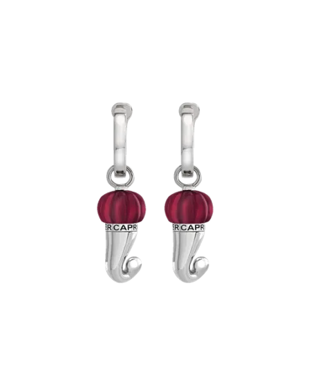 Boucles d'oreilles Petite Corne Chantecler Et Voilà en Argent et Résine Bordeaux
