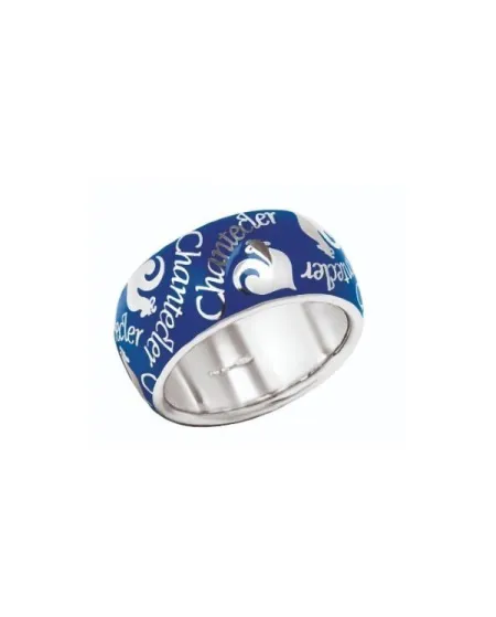 Chantecler Et Voilà Band Ring in Silver with Blue Enamel