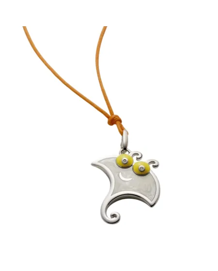 Ciondolo Chantecler Scugnizzi in Argento con Manta Smaltata e Diamanti