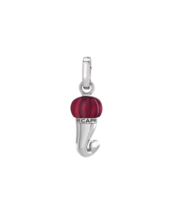 Chantecler Et Voilà Small Horn Pendant in Silver and Burgundy Resin