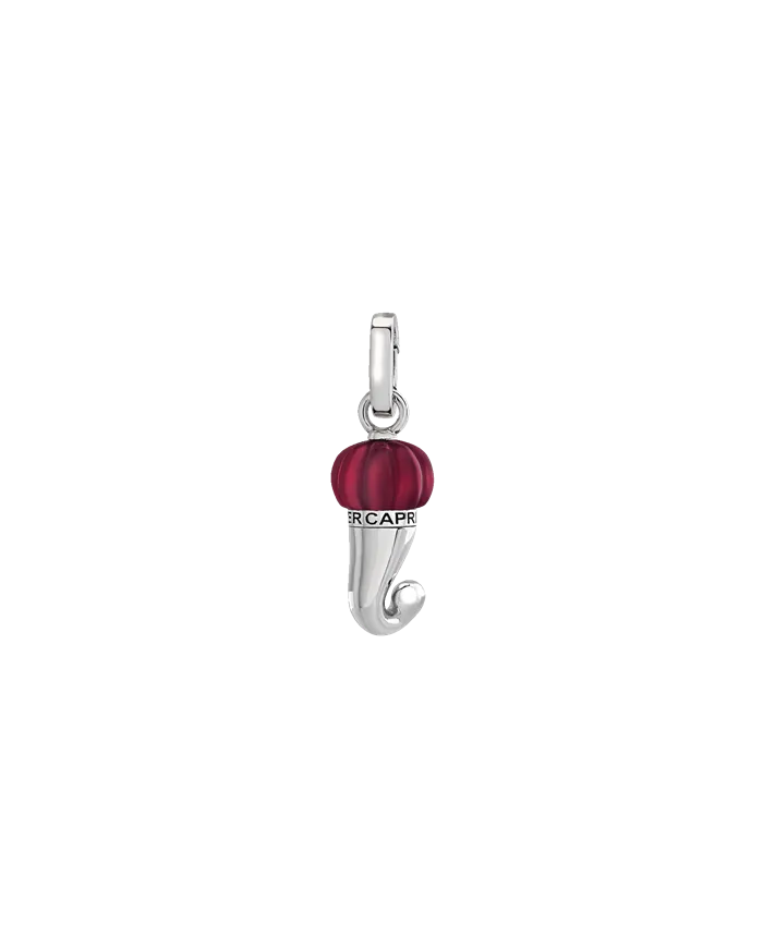 Chantecler Et Voilà Small Horn Pendant in Silver and Burgundy Resin