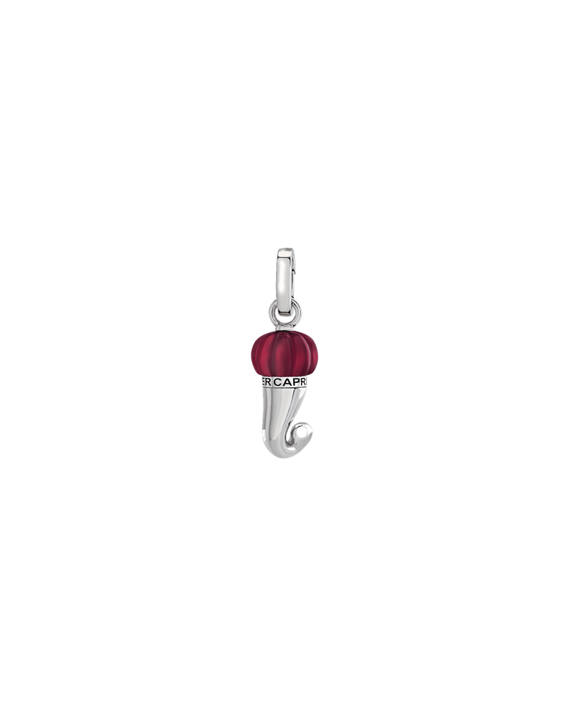 Chantecler Et Voilà Small Horn Pendant in Silver and Burgundy Resin