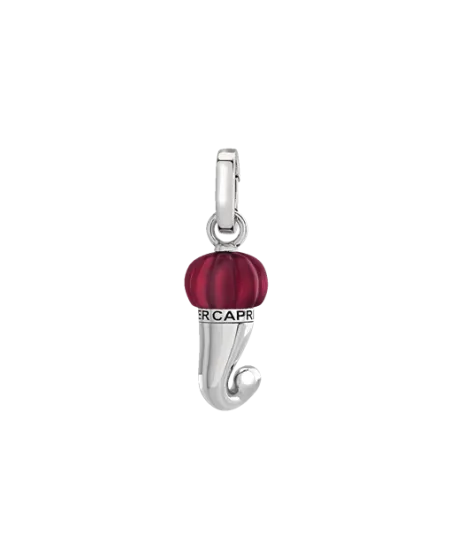 Chantecler Et Voilà Small Horn Pendant in Silver and Burgundy Resin