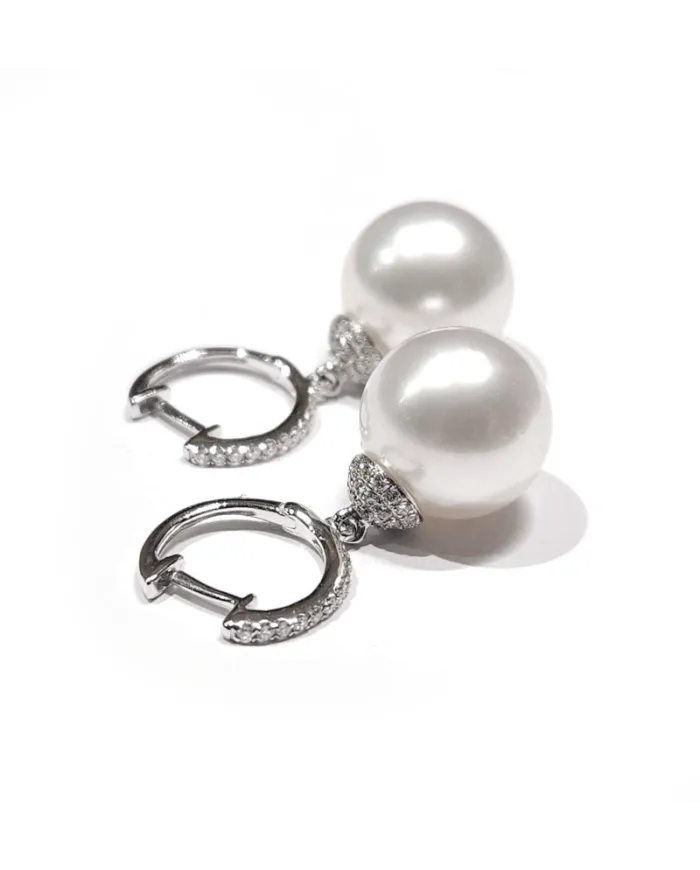 White Gold Coscia Earrings with Australian Pearls and Diamonds