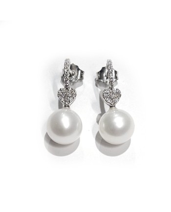Boucles d'oreilles Coscia en or blanc avec perles et diamants
