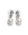 White Gold Thigh Earrings with Pearls and Diamonds