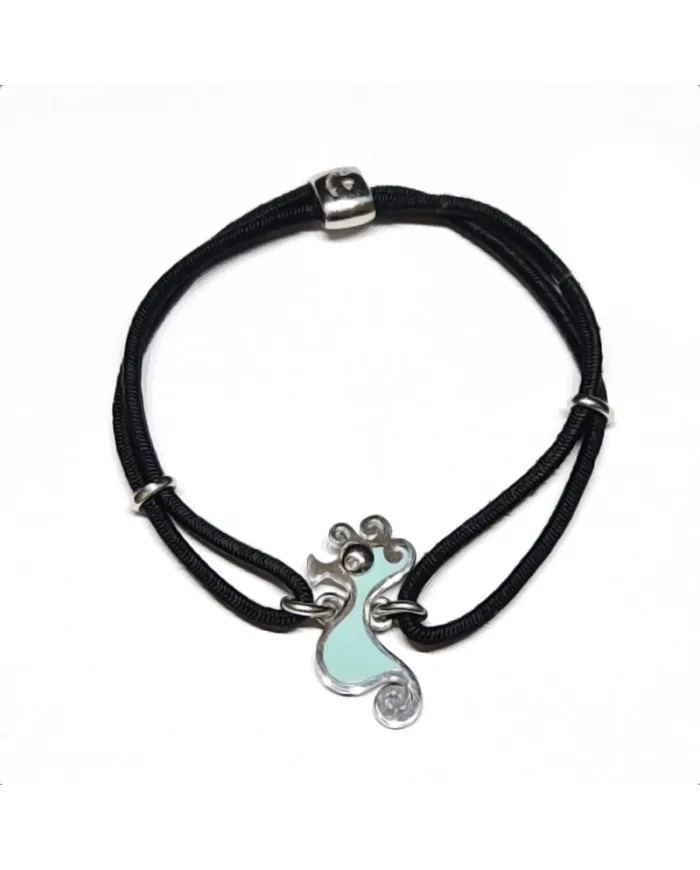 Chantecler Scugnizzi Bracelet in Silver with Enamelled Seahorse and Diamond