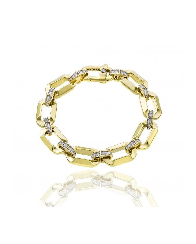 Chimento Link Sunrise Bracelet in Yellow Gold with White Diamonds