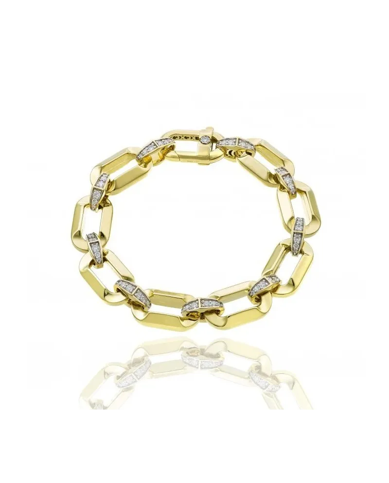 Chimento Link Sunrise Bracelet in Yellow Gold with White Diamonds