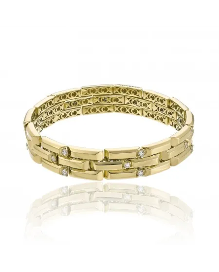 Bracelet élastique Chimento X-Tend Chocolat en or jaune avec diamants