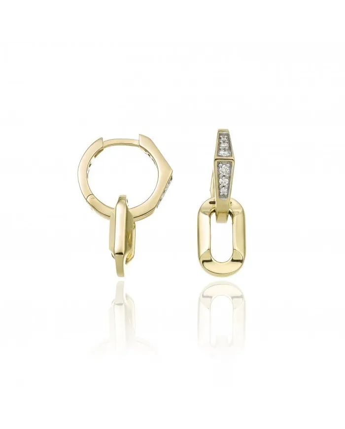 Boucles d'oreilles Chimento Link Sunrise en or jaune avec diamants blancs