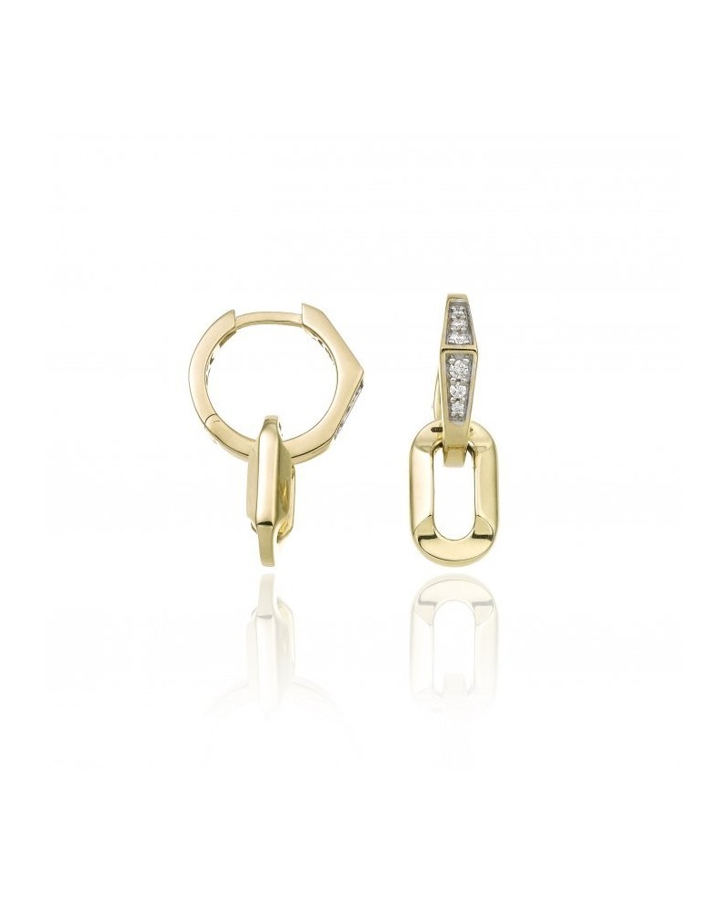 Chimento Link Sunrise Earrings in Yellow Gold with White Diamonds